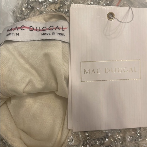 NWT MAC DUGGAL EMBELLISHED FRINGED MIDI SHEATH DRESS SIZE 14 $598 - Picture 11 of 11